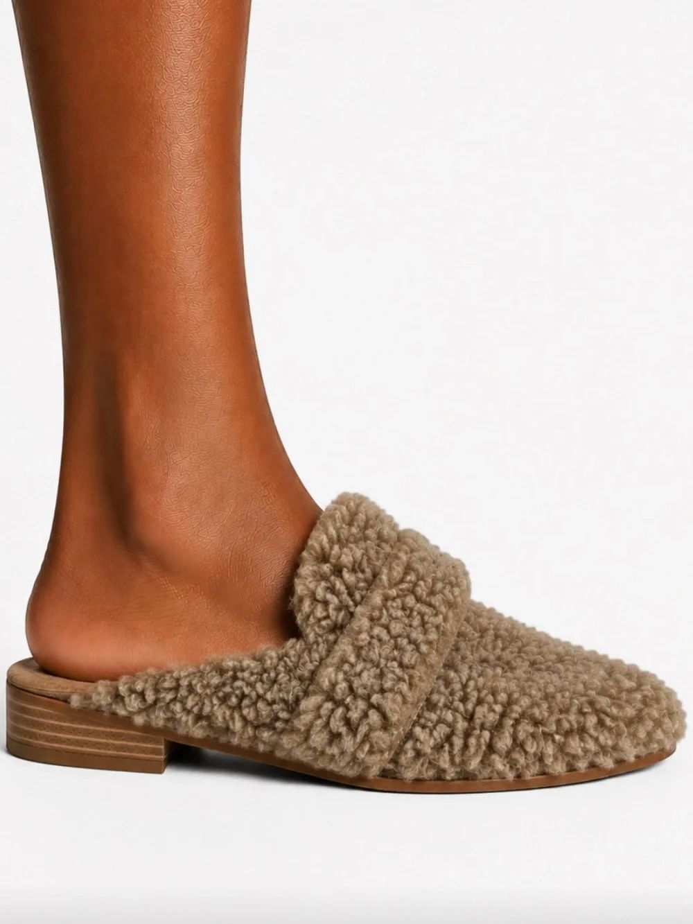 FREE PEOPLE Taupe Fleece Slip on Loafers Size EU36